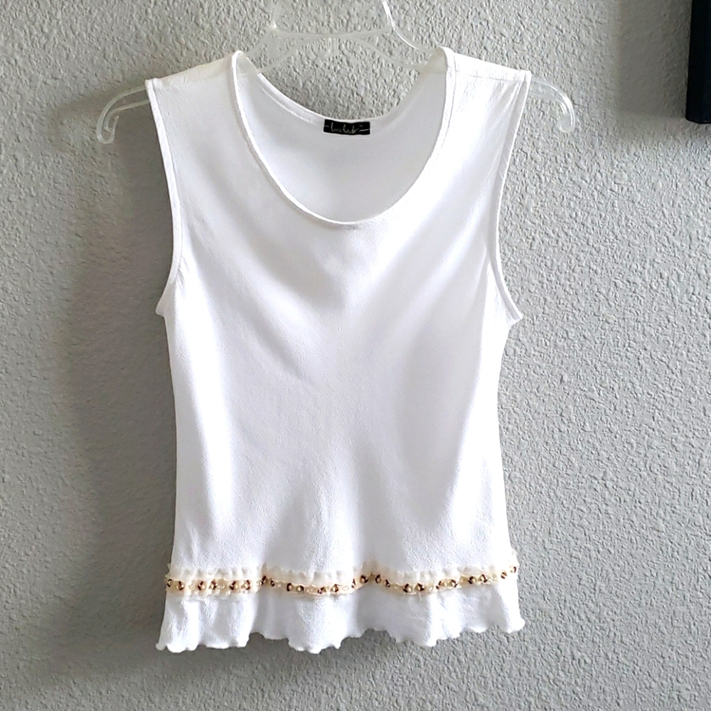 Loco Lindo Blouse w/Ruffle & Beaded Tulle Trim